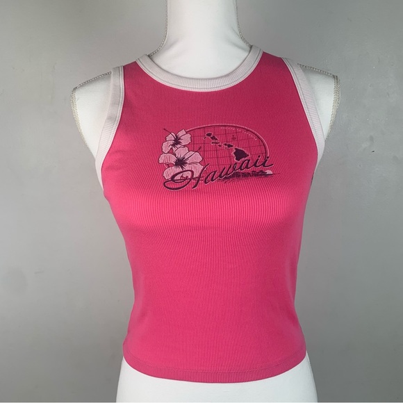 Hollister Tops - NWT Hollister Pink and White Hawaii Tank Top Sleeveless Top Size Medium